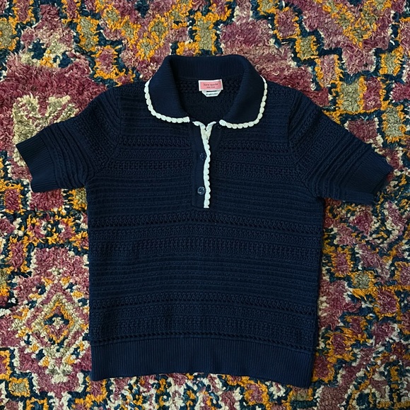 kate spade Tops - Adorable Kate Spade vintage-style knitted collared blouse